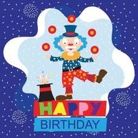 grappige clown met gelukkige verjaardagstekst