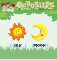 tegenovergestelde woorden voor zon en maan vector