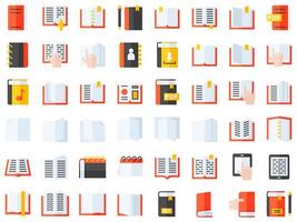 boeken en notebooks icon set vector