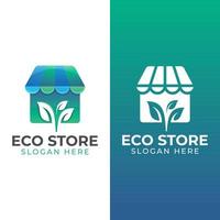 eco-winkel of winkellogo-ontwerp met twee versies vector