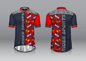 jerseyontwerp voor fietsen, voor- en achteraanzicht, en gemakkelijk te bewerken en af te drukken op stof, sportkleding voor wielerteams vector