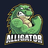 alligator sterk boos, mascot esports logo vectorillustratie voor gaming en streamer vector
