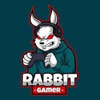 konijn gamer mascotte logo gaming vectorillustratie vector