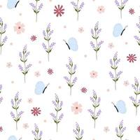 naadloos bloemenpatroon. heldere bloemenachtergrond met bloesems en bloemenprint. gekleurde platte vectorillustratie voor textiel. herhalend textuurontwerp. vector