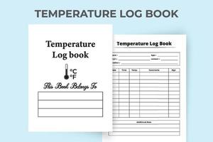 interieur van een temperatuurnotitieboekje met een thermometer. patiënt lichaamswarmte checker en medicatie planner sjabloon. interieur van een tijdschrift. medische informatie en koorts temperatuur tracker. vector