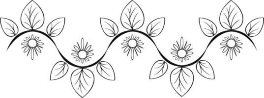 monochrome rand, randpatroon met decoratieve bloemen en bladeren vector