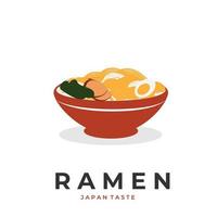 hot ramen eenvoudig illustratielogo met rode kom vector