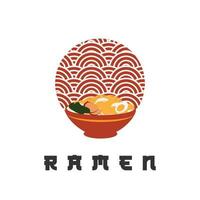 ramen illustratie logo met japanse zon vector