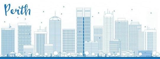 perth skyline met blauwe gebouwen. vector