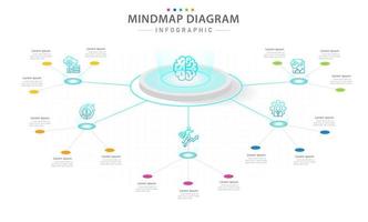 infographic sjabloon voor bedrijven. 5 stappen modern mindmap-diagram met futuristische stijl, presentatie vector infographic.