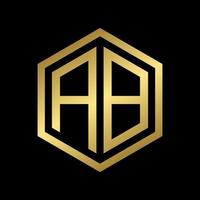 gouden eerste letter ab zeshoek logo ontwerp vector