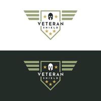 Griekse Spartaanse krijger helm met vleugels embleem badge label logo ontwerp vector