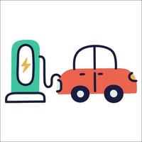 evt opladen. hand getrokken ev doodle pictogram. vector