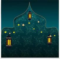 luxe islamitische achtergrond met decoratief ornament gouden lantaarn en ster eid en ramadan achtergrond met gouden lantaarn vector