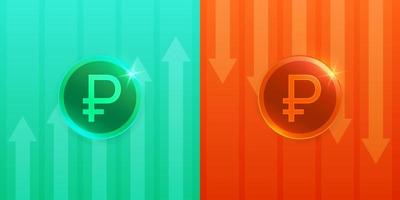 kosten russische roebel op en neer bord met pijl. vector