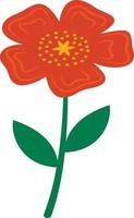 gestileerde rode bloem gemarkeerd op een witte achtergrond. vector bloem in cartoon style.vector afbeelding voor groeten, bruiloften, bloem design.