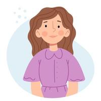 portret van een vrouw. avatar van een jonge vrouw. hand tekenen stijl vector