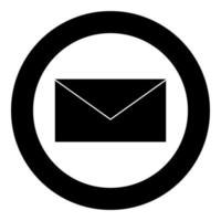 mail het zwarte kleurpictogram in cirkel of rond vector