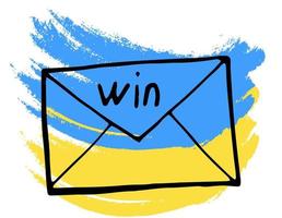 handgetekende doodle papieren envelop met de overwinning voor oekraïne. vector