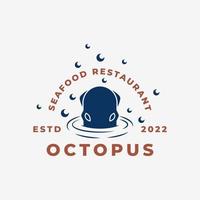 octopus zee dier logo vector illustratie ontwerp, octopus vintage logo ontwerp sjabloon inspiratie