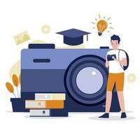 fotografiecursussen of ontwerpconcept voor klasillustraties vector