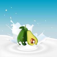 melk splash met avocado vector