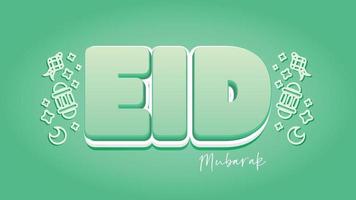 3d groene eid mubarak kunst achtergrond vector