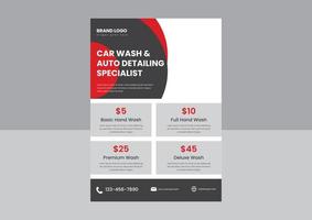 car wash en detaillering service flyer ontwerp posterontwerp. auto detaillering specialist car wash service flyer-sjabloon. vector