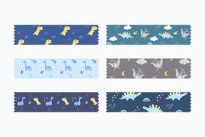 schattige dinosaurus washi tape sticker vector