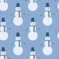 naadloos patroon met interessante sneeuwpop op blauwe achtergrond voor stof, textiel, kleding, tafelkleed en andere dingen. vector afbeelding.