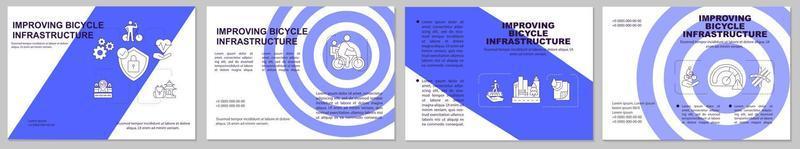 brochure sjabloon voor het delen van fietsen. gezondheidsvoordelen. flyer, boekje, folder afdrukken, omslagontwerp met lineaire pictogrammen. vectorlay-outs voor presentatie, jaarverslagen, advertentiepagina's vector