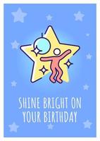 glans helder op je verjaardagswenskaart met kleurpictogramelement. verjaardagsfeest. briefkaart vector ontwerp. decoratieve flyer met creatieve illustratie. notitiekaart met felicitatiebericht