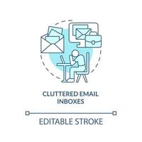 rommelige e-mailinboxen turquoise concept icoon vector