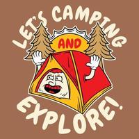 laten we camping t-shirt ontwerpen vector