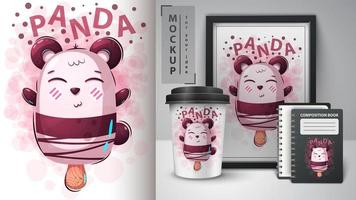 cartoon panda ijs mock up vector