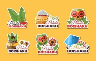 pohela boishakh stickerset vector