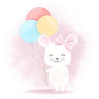 muis met ballon cartoon afbeelding vector