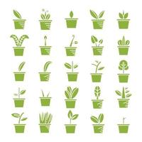 kamerplant decoratie iconen set vector