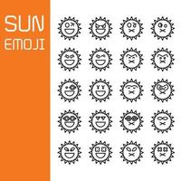 glimlach en demp zon emoticons set vector