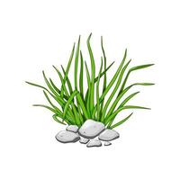 groen gras in de rotsen. cartoon vectorillustratie geïsoleerd op een witte achtergrond. vector