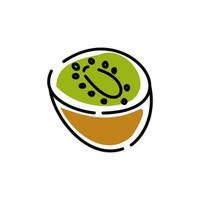 een halve kiwi op een witte achtergrond. sappige kiwi's. icoon. vectorillustratie. vector