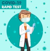 covid 19 testen met antigeen testkit vector