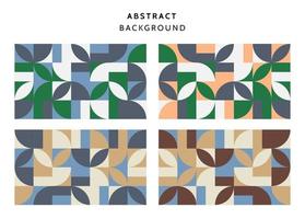 Zwitserse bauhaus geometrische patroon achtergrond, vector abstracte cirkel, driehoek en vierkante lijnen kunst. gele, blauwe, rode en groene kleur, trendy bauhaus patroon achtergronden set