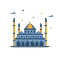 ramadan moskee blauw geel modern plat ontwerp premium vector