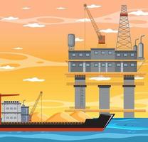 petroleumindustrieconcept met offshore olieplatform vector