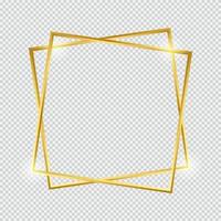 gouden rand enkel frame met lichte invloed, gouden decoratie in minimalistische stijl, metalen grafische papierelementen in dubbele rechthoek variatie geometrische dunne lijnen vector