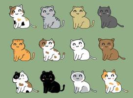 schattige katten cartoon set vector