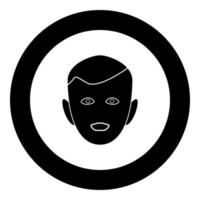 kleine jongen gezicht zwart pictogram in cirkel vectorillustratie geïsoleerd. vector