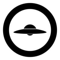 ufo. vliegende schotel pictogram zwarte kleur in cirkel vector