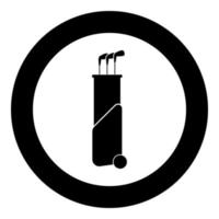 tas voor golfclubs op wielen pictogram zwarte kleur vector illustratie eenvoudige afbeelding